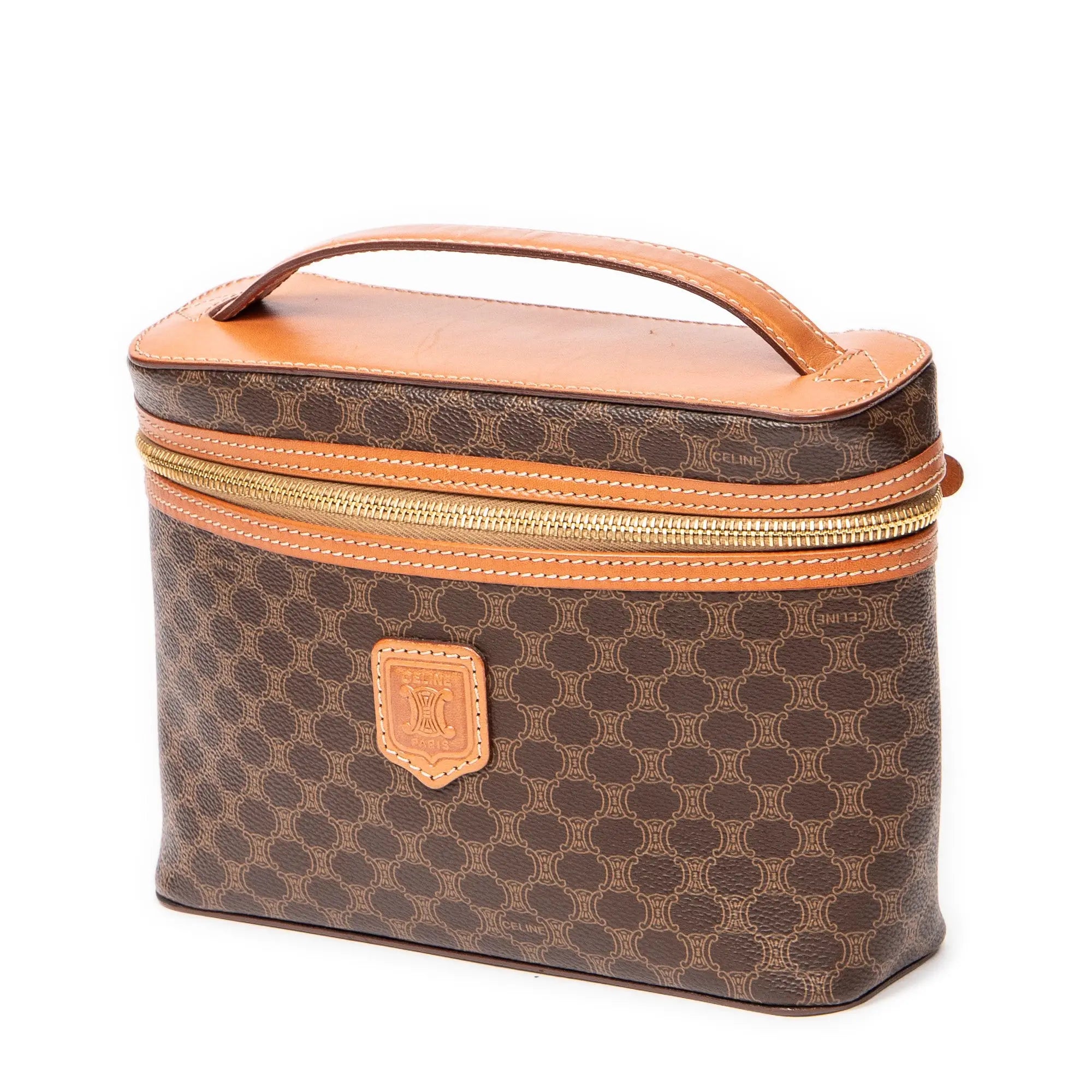 Bolso de mano Vanity Case Vintage Lona Revestida Macadam Marrón
