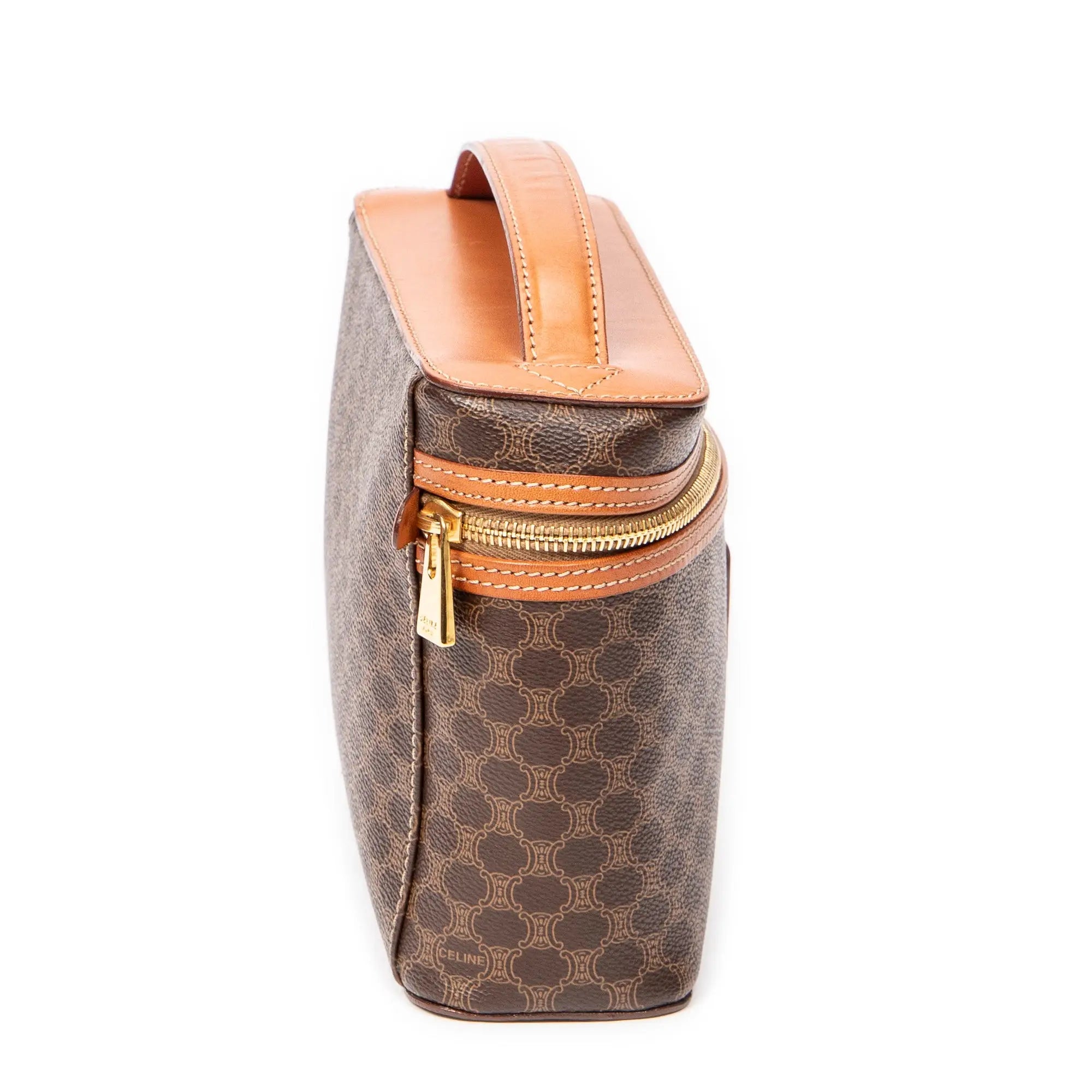Bolso de mano Vanity Case Vintage Lona Revestida Macadam Marrón