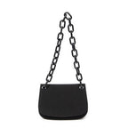 Bandolera con cadena de Lucite y solapa, de lona de nailon negra