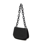 Bandolera con cadena de Lucite y solapa, de lona de nailon negra