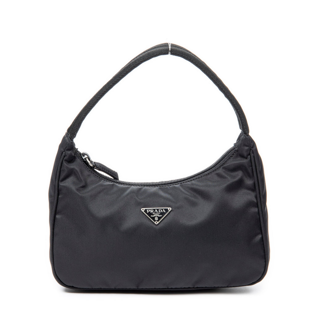 Bolso de hombro Vintage Mini Zip Hobo Lona de nailon negra