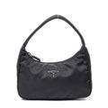 Bolso de hombro Vintage Mini Zip Hobo Lona de nailon negra