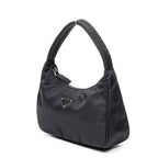 Bolso de hombro Vintage Mini Zip Hobo Lona de nailon negra