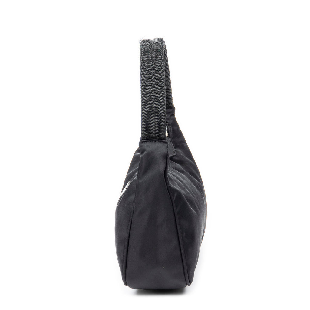 Bolso de hombro Vintage Mini Zip Hobo Lona de nailon negra