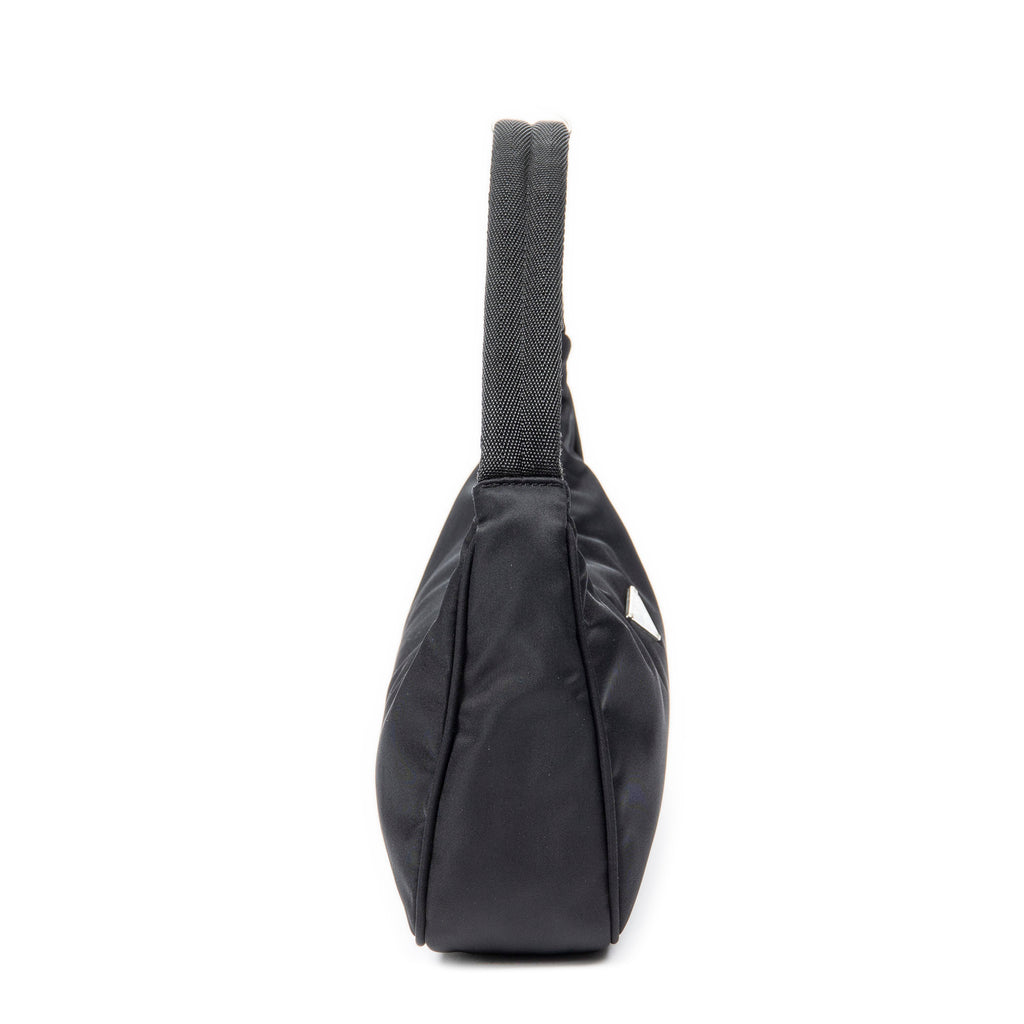 Bolso de hombro Vintage Mini Zip Hobo Lona de nailon negra