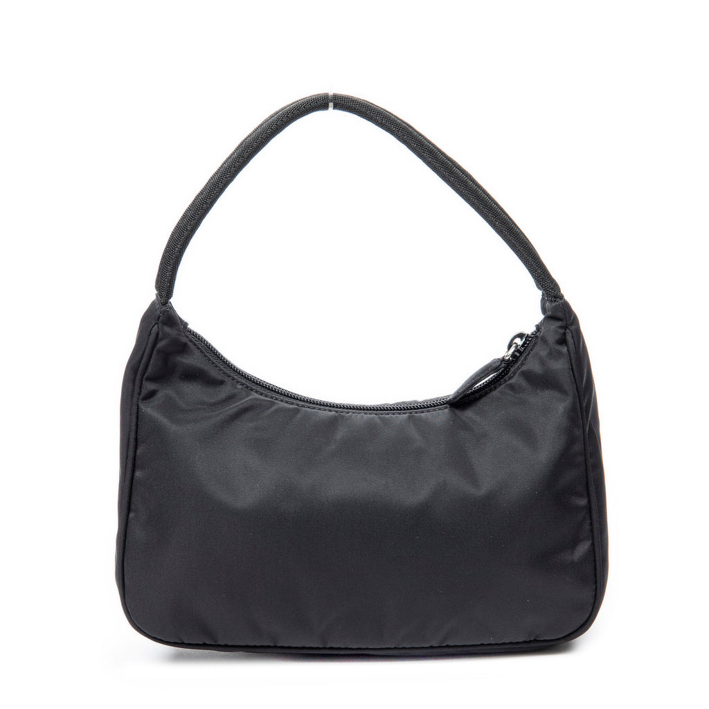 Bolso de hombro Vintage Mini Zip Hobo Lona de nailon negra