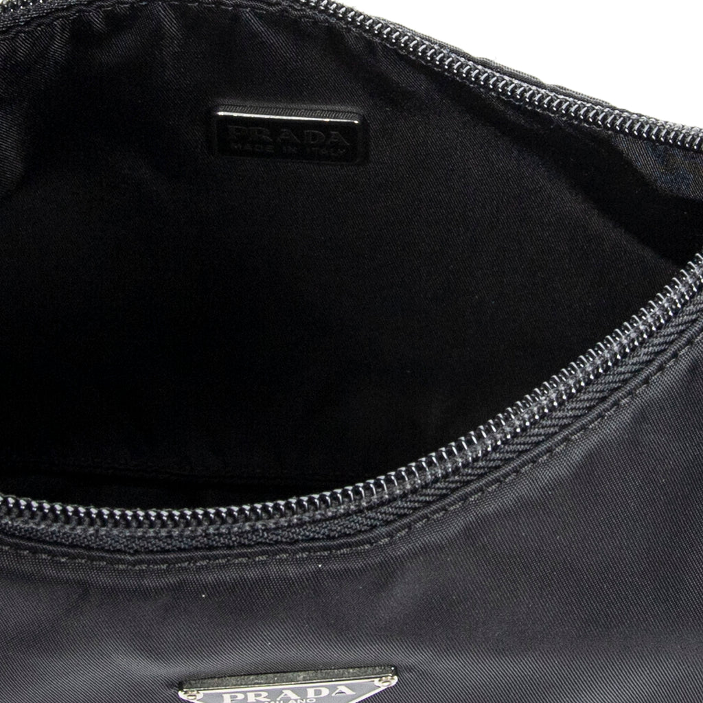 Bolso de hombro Vintage Mini Zip Hobo Lona de nailon negra