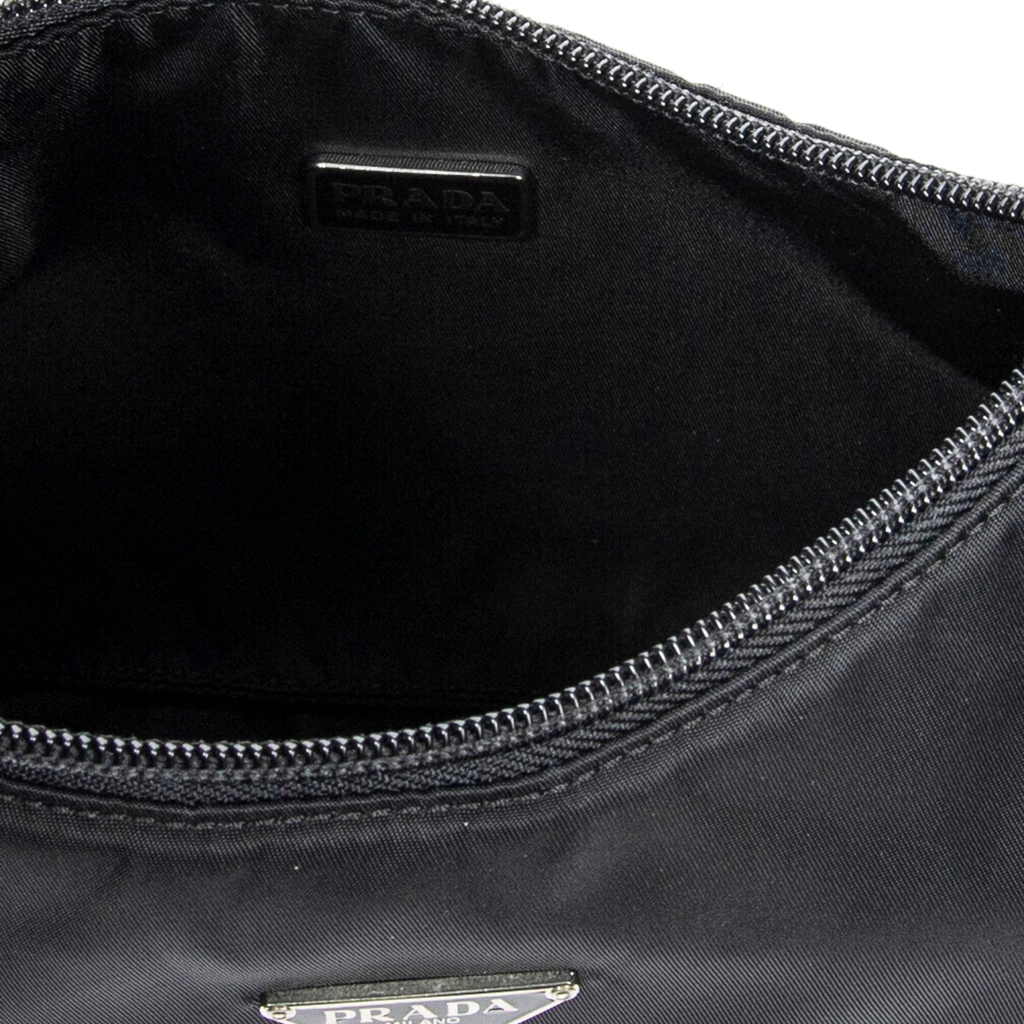 Bolso de hombro Vintage Mini Zip Hobo Lona de nailon negra