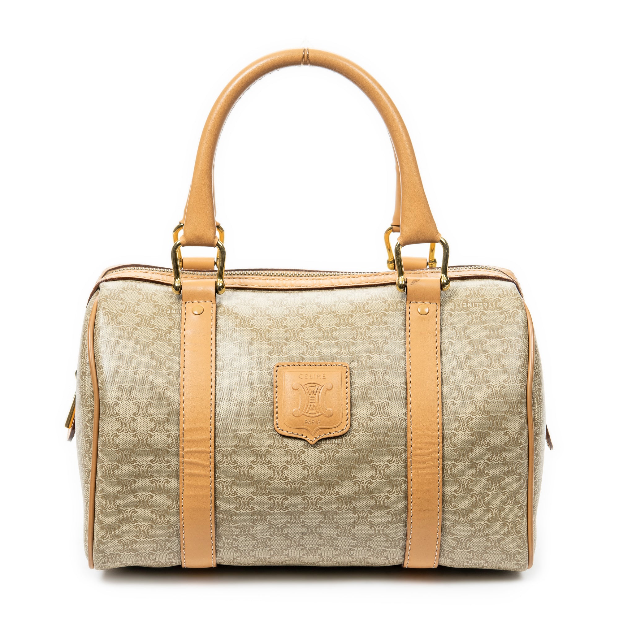 Handbag Vintage Mini Boston Beige Macadam Coated Canvas