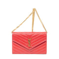 Shoulder bag Envelope Wallet On Chain Red Quilted Grain de Poudre Leather