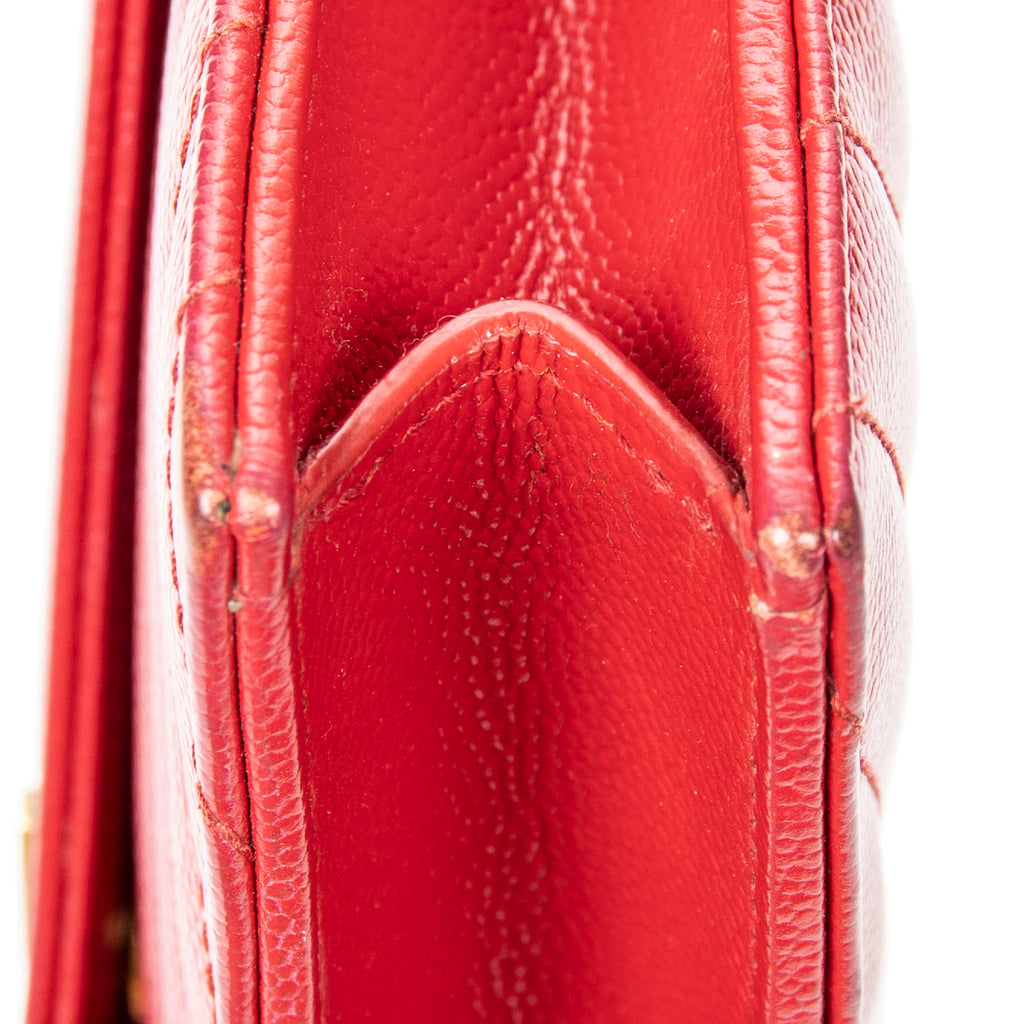 Shoulder bag Envelope Wallet On Chain Red Quilted Grain de Poudre Leather