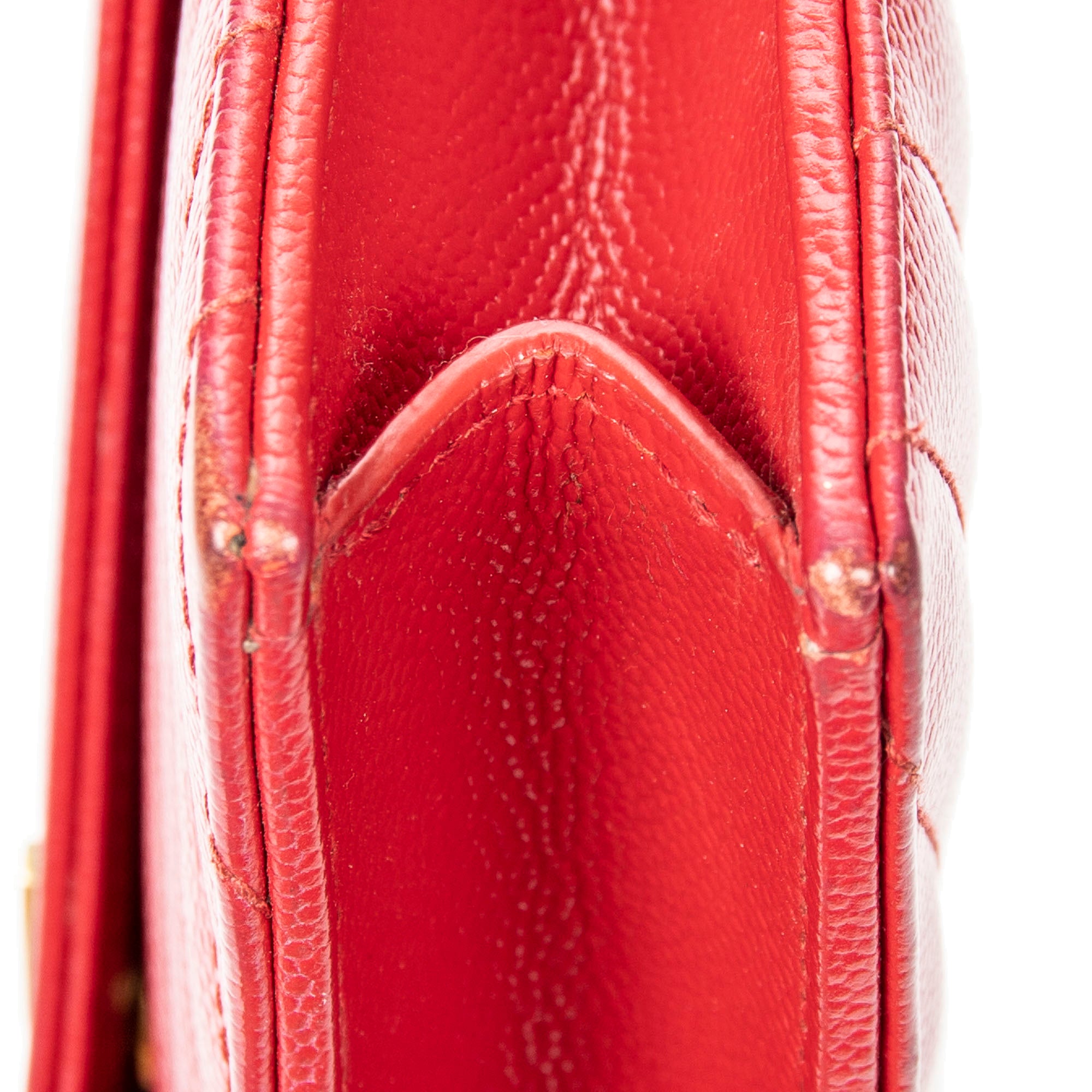 Shoulder bag Envelope Wallet On Chain Red Quilted Grain de Poudre Leather