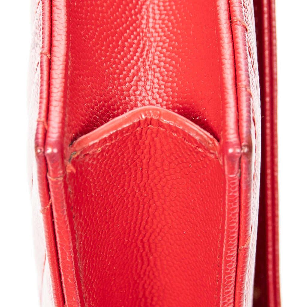 Shoulder bag Envelope Wallet On Chain Red Quilted Grain de Poudre Leather