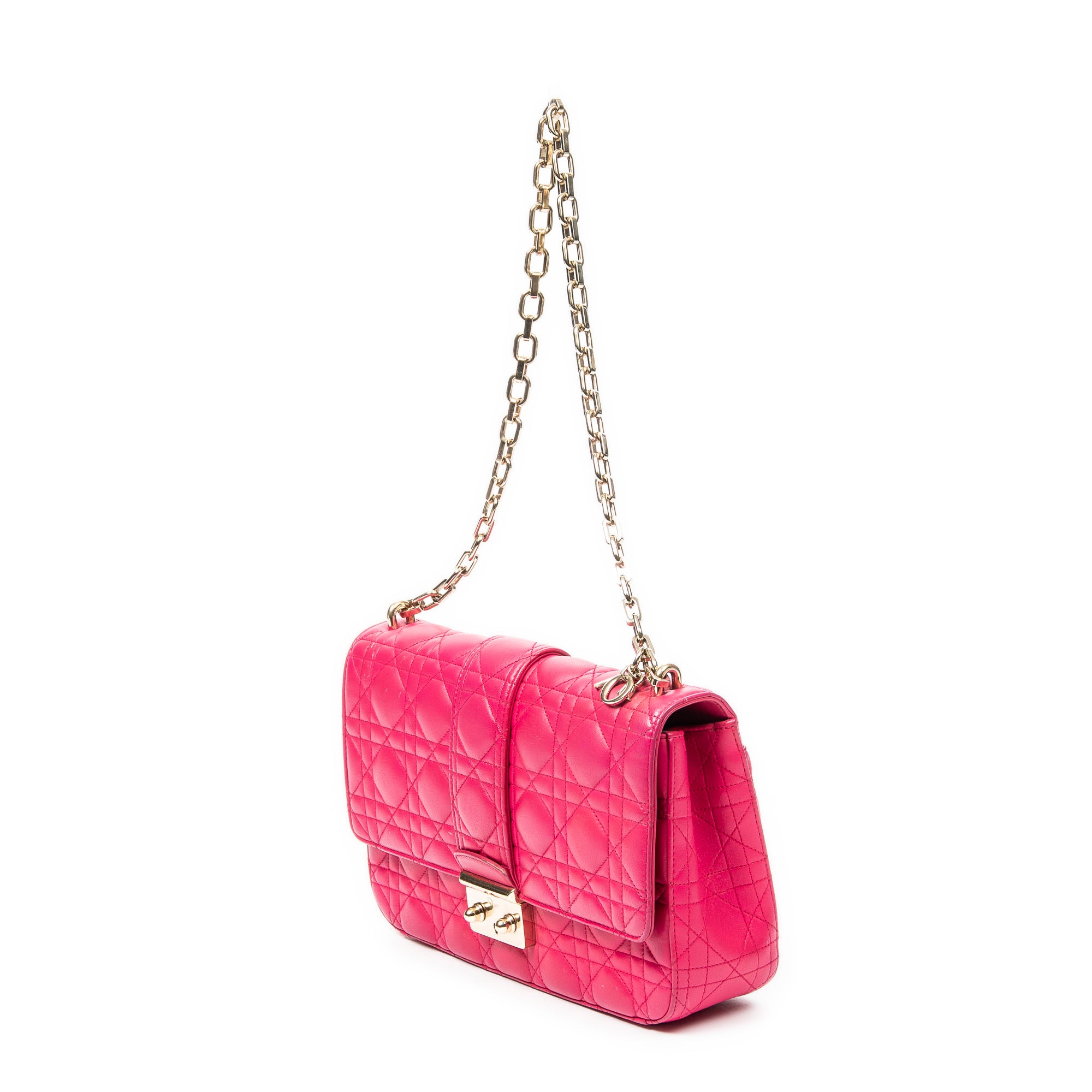 Shoulder bag Medium Miss Dior Fuchsia Cannage Lambskin Leather