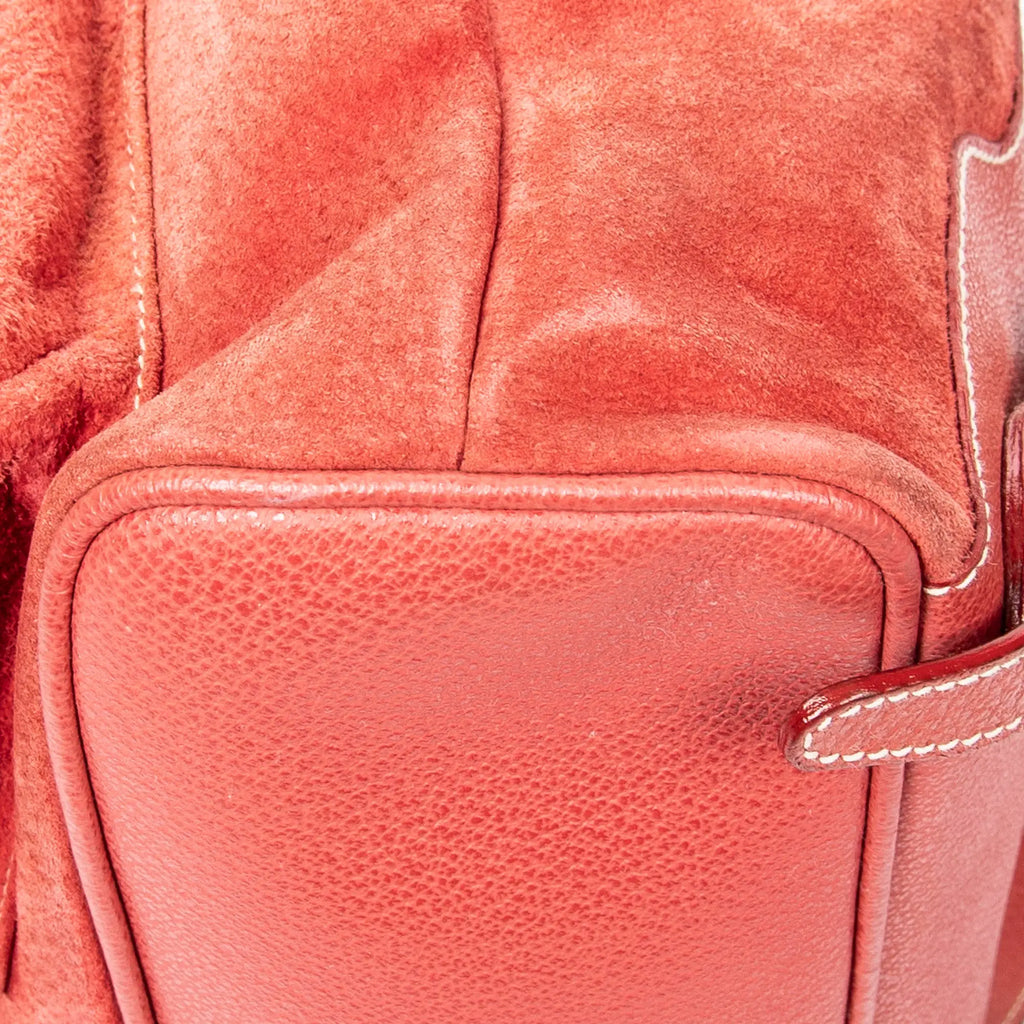 Mochila Grande Mochila de Bambú Ante Rojo