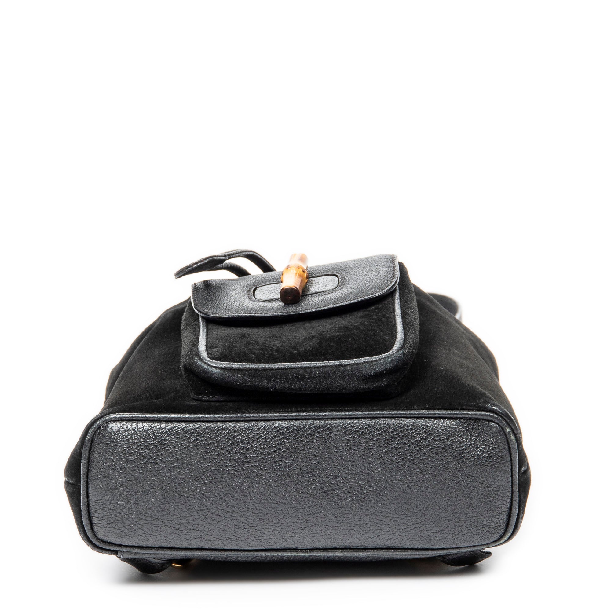 Backpack Mini Bamboo Backpack Black Suede Leather
