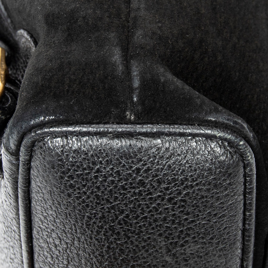 Backpack Mini Bamboo Backpack Black Suede Leather