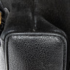 Backpack Mini Bamboo Backpack Black Suede Leather