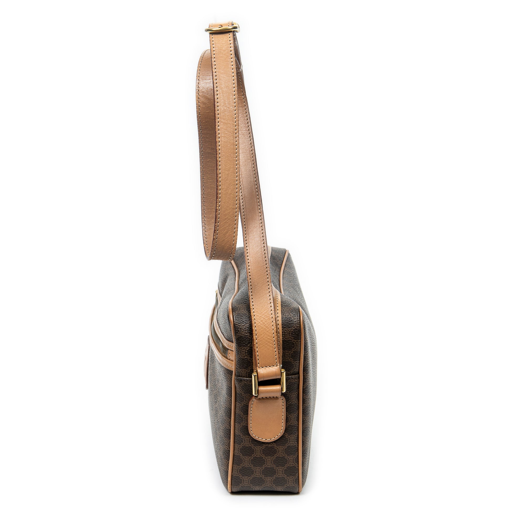 Shoulder bag Zip Crossbody Brown Macadam Coated Canvas