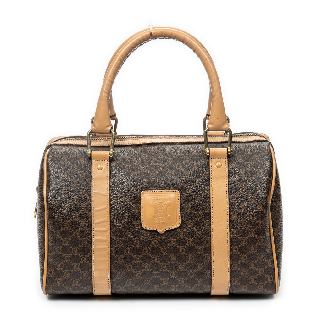 Handbag Mini Boston Brown Macadam Coated Canvas