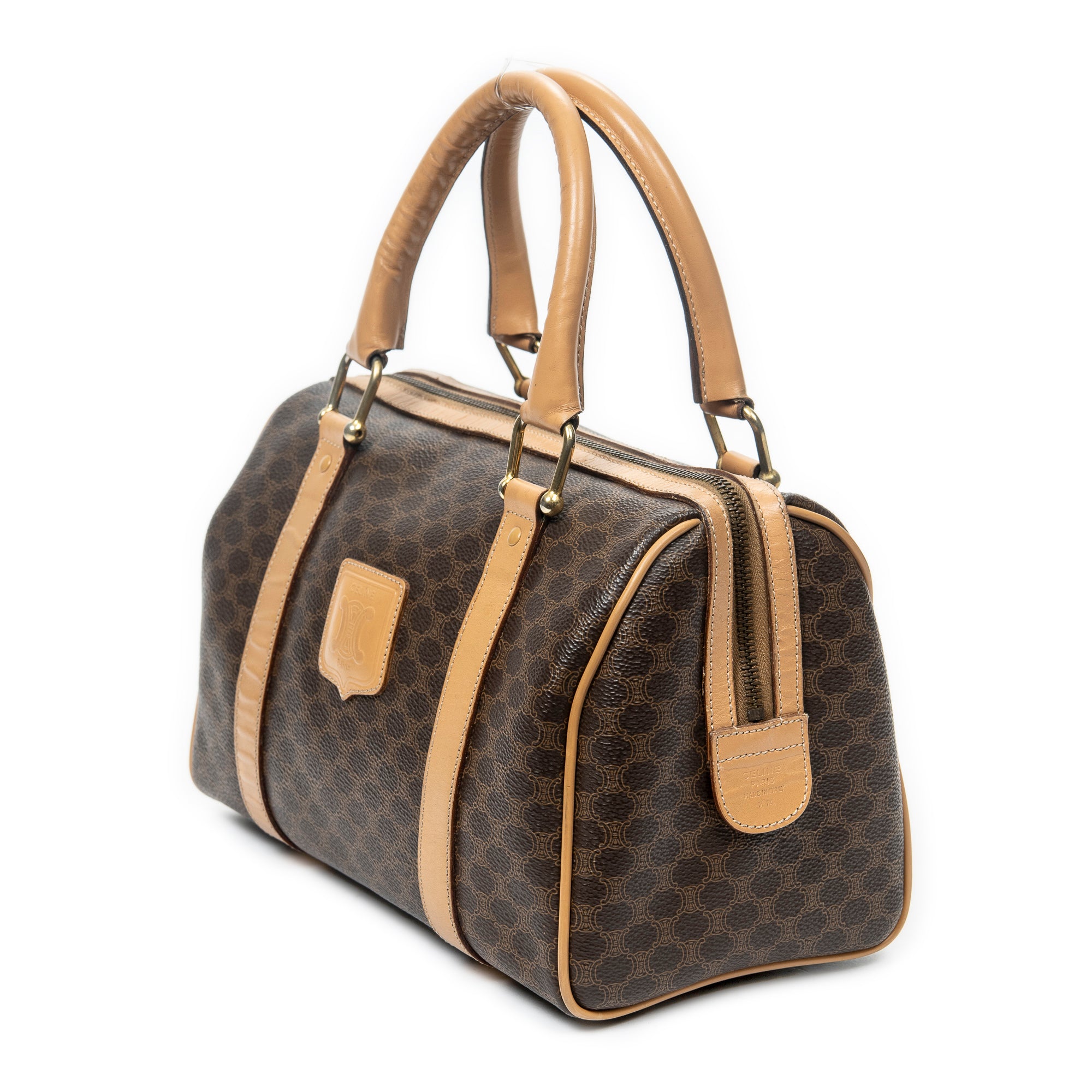 Handbag Mini Boston Brown Macadam Coated Canvas