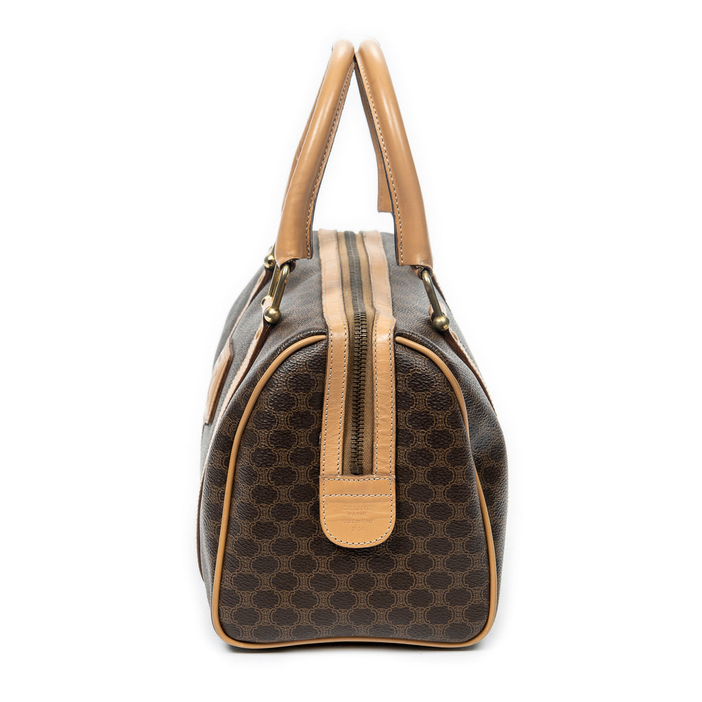 Handbag Mini Boston Brown Macadam Coated Canvas