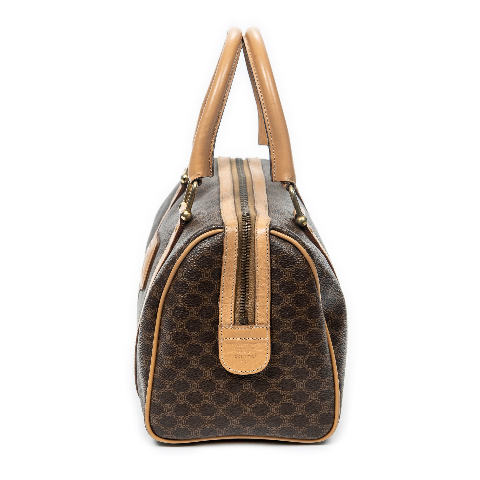 Handbag Mini Boston Brown Macadam Coated Canvas