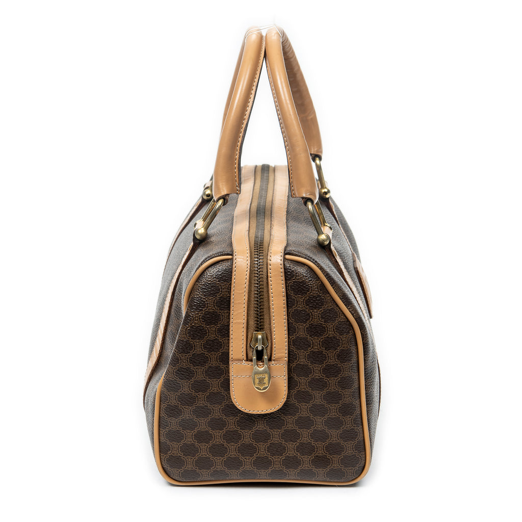 Handbag Mini Boston Brown Macadam Coated Canvas