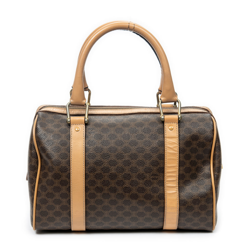 Handbag Mini Boston Brown Macadam Coated Canvas