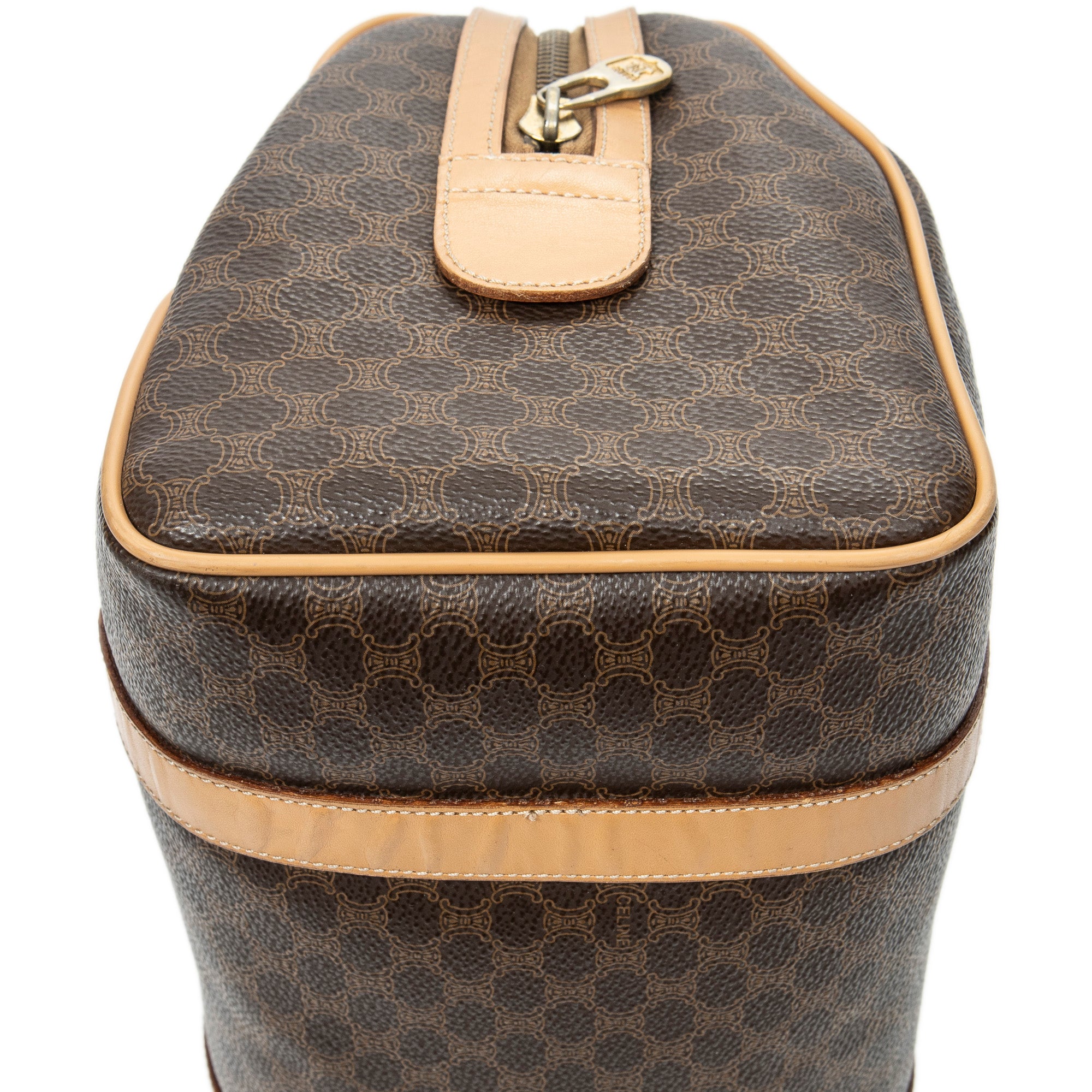 Handbag Mini Boston Brown Macadam Coated Canvas