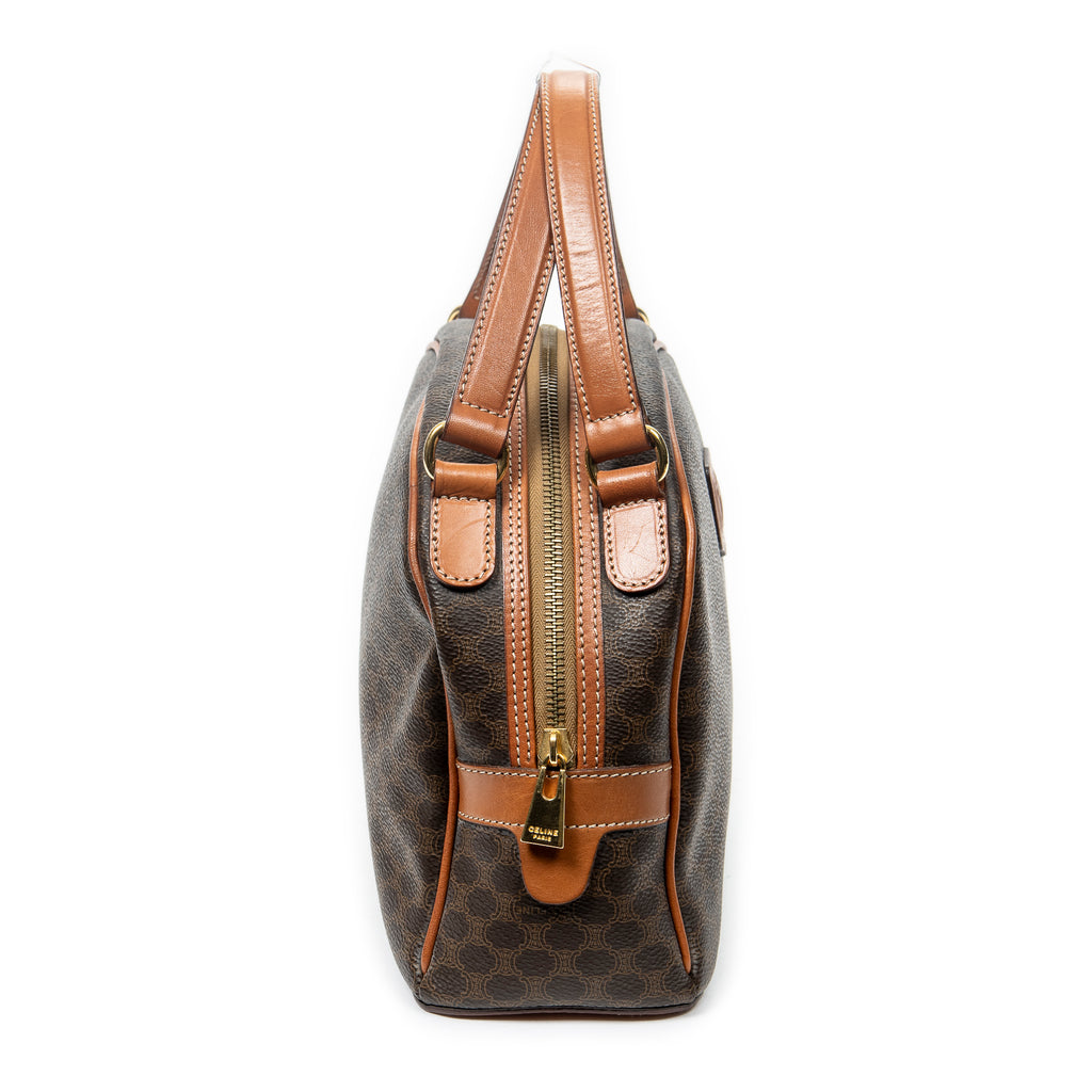 Handbag Vintage Dome Top Handle Brown Macadam Coated Canvas