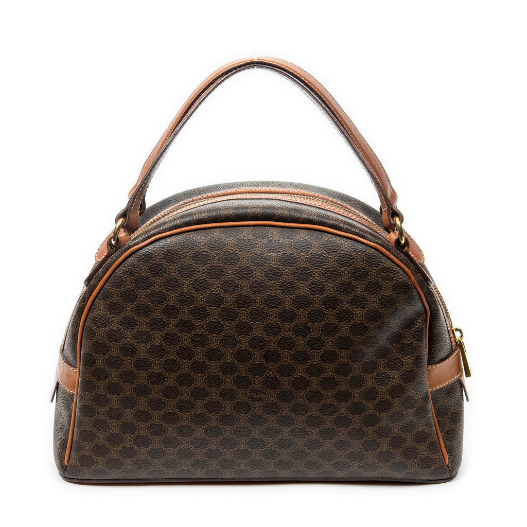 Handbag Vintage Dome Top Handle Brown Macadam Coated Canvas