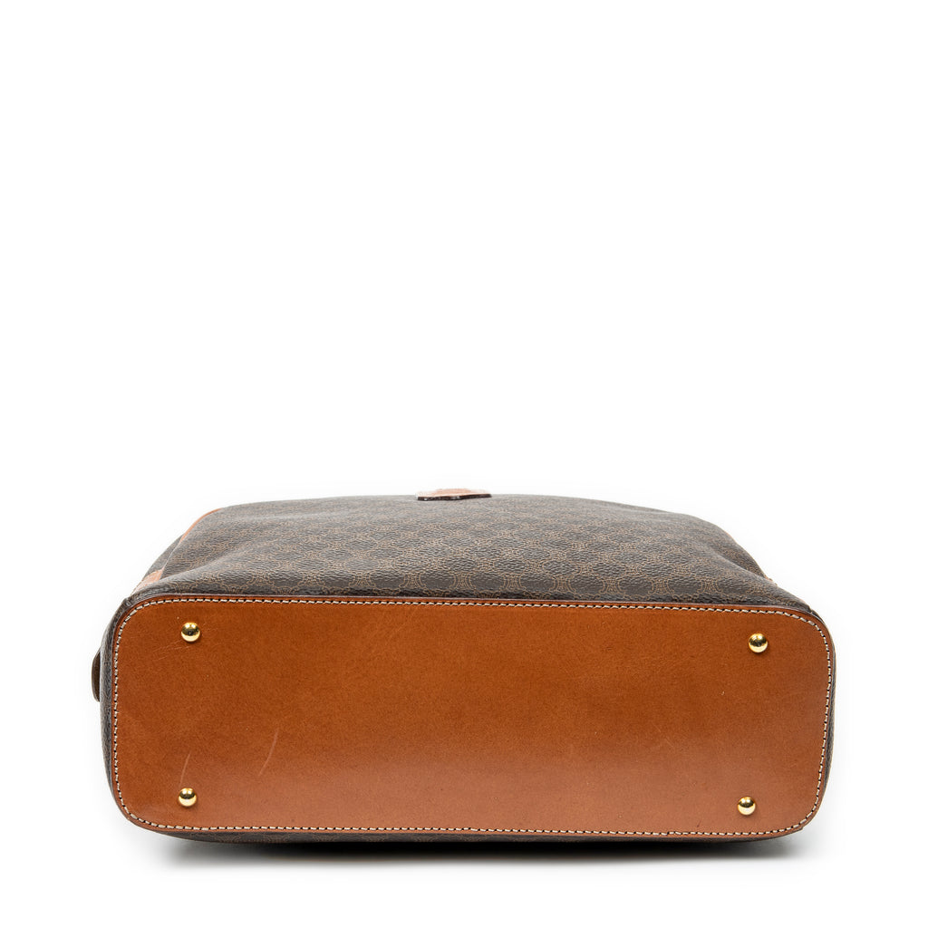 Handbag Vintage Dome Top Handle Brown Macadam Coated Canvas