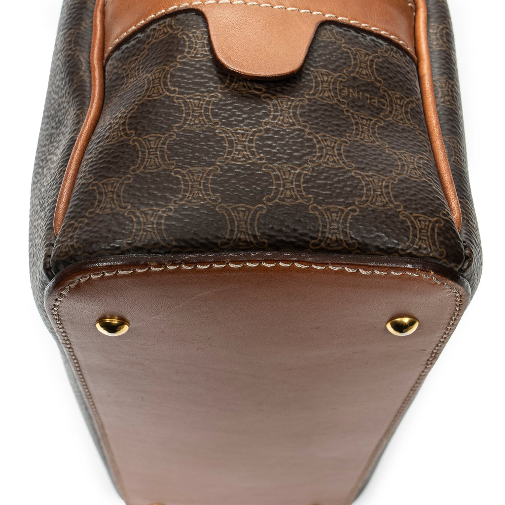 Handbag Vintage Dome Top Handle Brown Macadam Coated Canvas