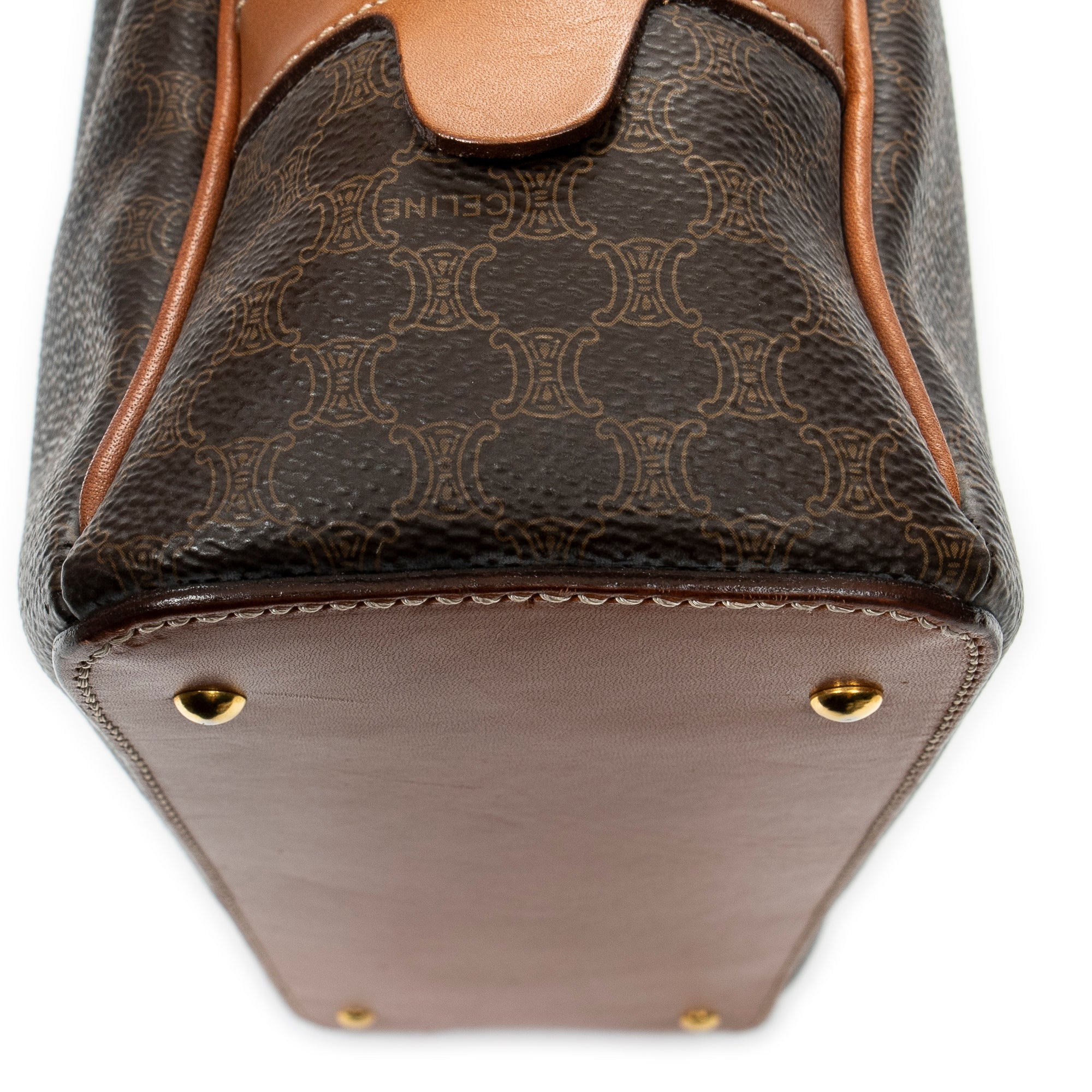 Handbag Vintage Dome Top Handle Brown Macadam Coated Canvas