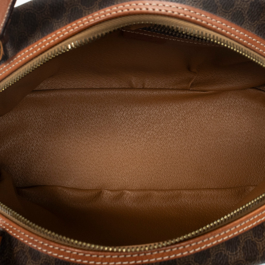 Handbag Vintage Dome Top Handle Brown Macadam Coated Canvas