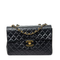 Shoulder Bag Maxi Jumbo XL Flap Black Quilted Lambskin Leather