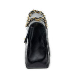 Shoulder Bag Maxi Jumbo XL Flap Black Quilted Lambskin Leather