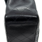 Shoulder Bag Maxi Jumbo XL Flap Black Quilted Lambskin Leather