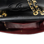 Shoulder Bag Maxi Jumbo XL Flap Black Quilted Lambskin Leather