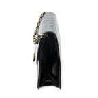 Bolso de Hombro Vintage Cierre Push Lock Solapa Recta Piel de Cordero Acolchada Negra