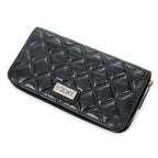 Wallet CC Paris New York Zip Around Wallet Black Double Quilted Stitch Leather