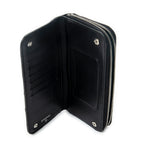 Wallet CC Paris New York Zip Around Wallet Black Double Quilted Stitch Leather