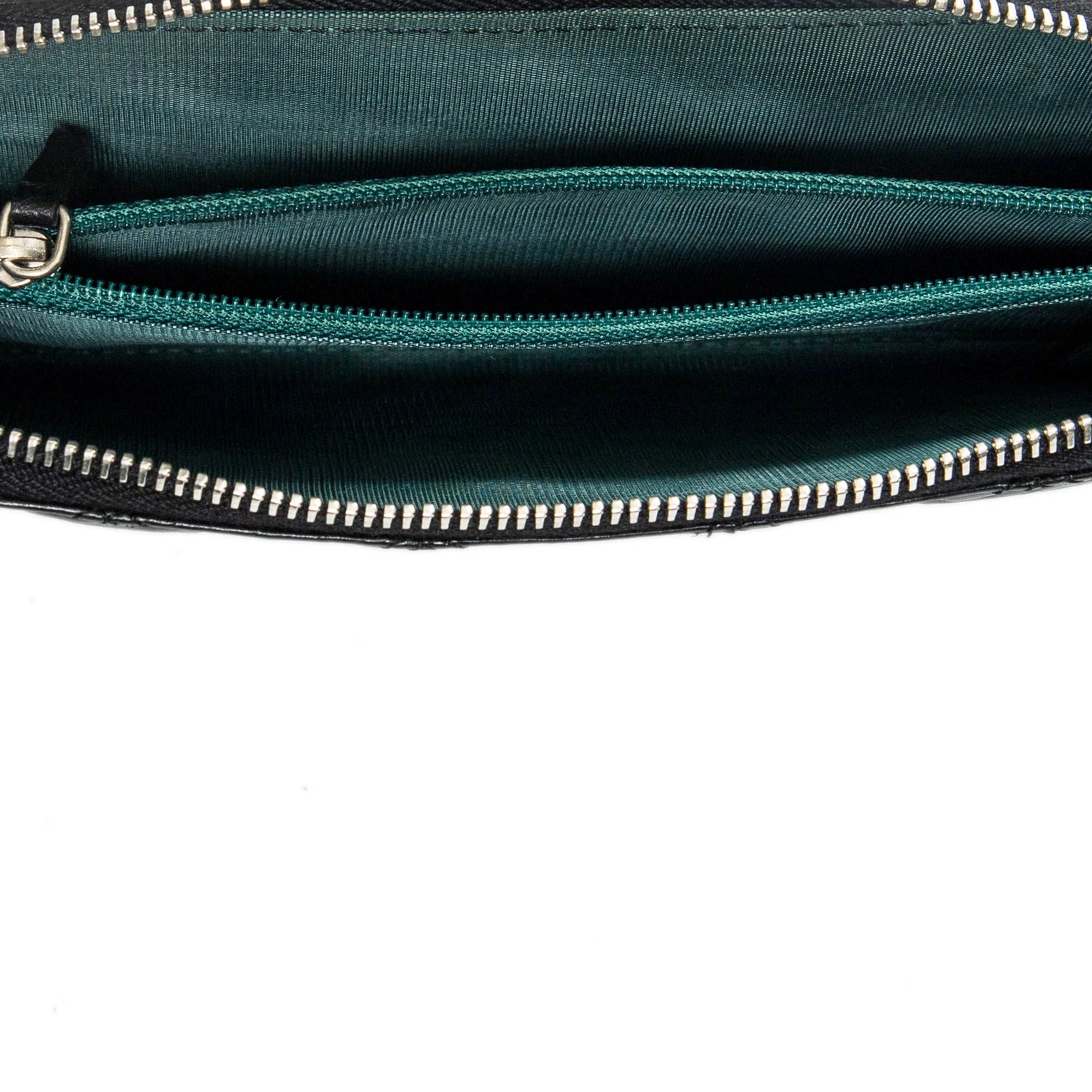 Wallet CC Paris New York Zip Around Wallet Black Double Quilted Stitch Leather