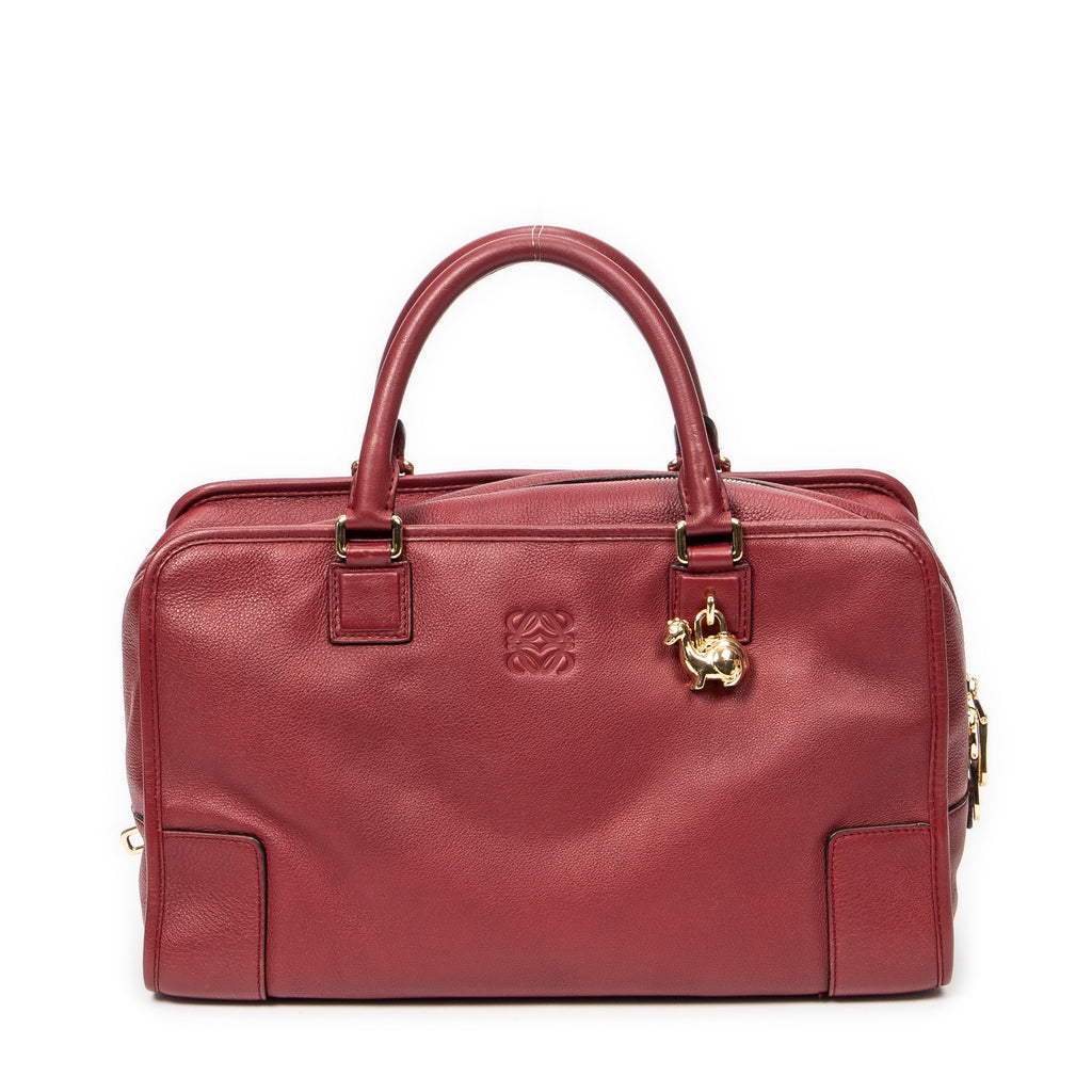 Handbag Amazona 36 Burgundy Grained Calfskin Leather