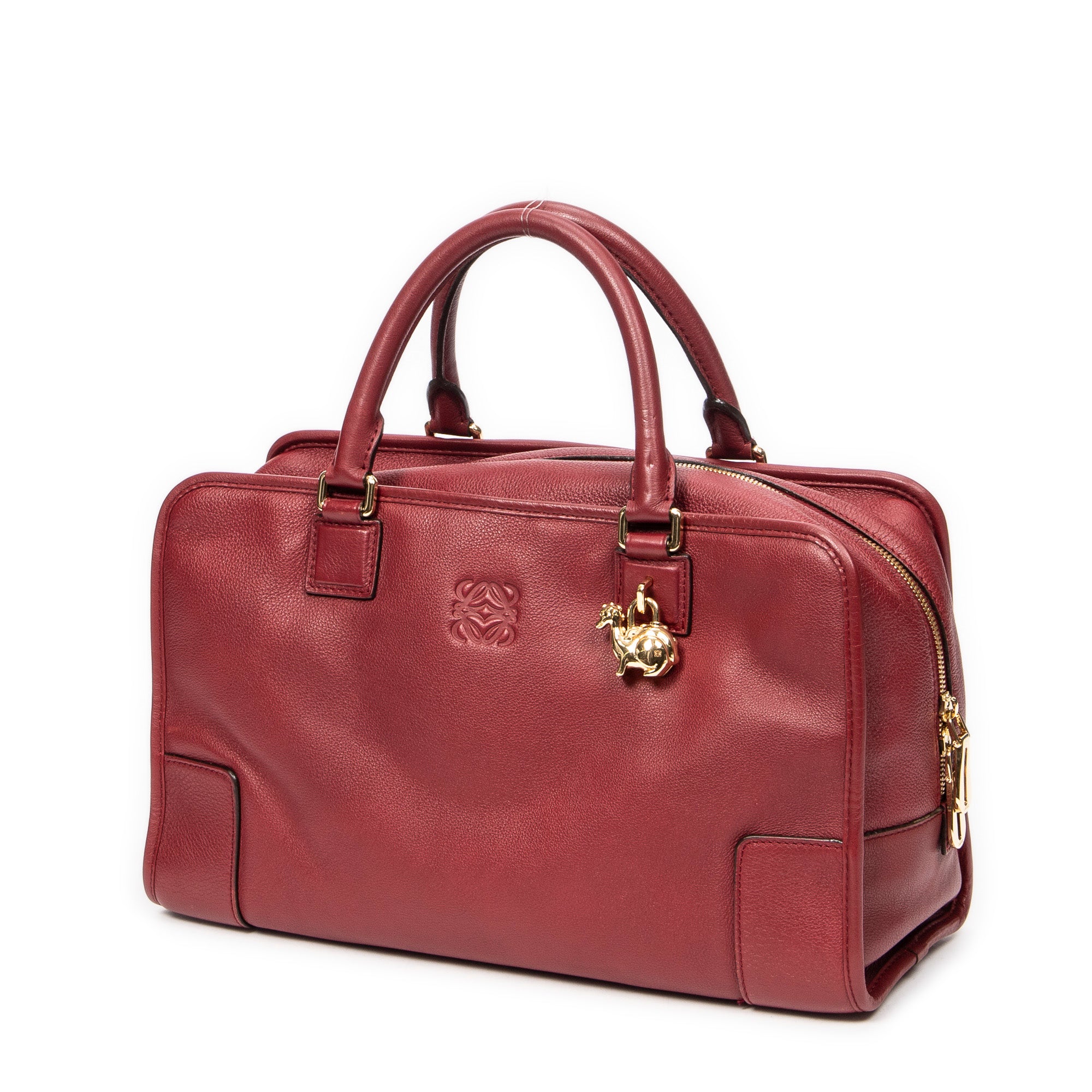 Handbag Amazona 36 Burgundy Grained Calfskin Leather