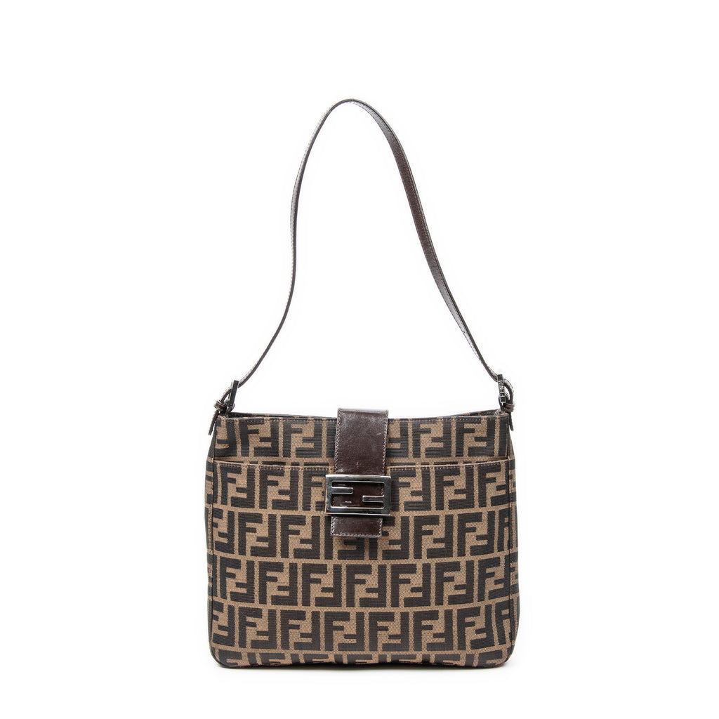 Shoulder Bag Square Slip Pocket Shoulder Tote Brown Zucca Canvas
