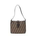 Shoulder Bag Square Slip Pocket Shoulder Tote Brown Zucca Canvas