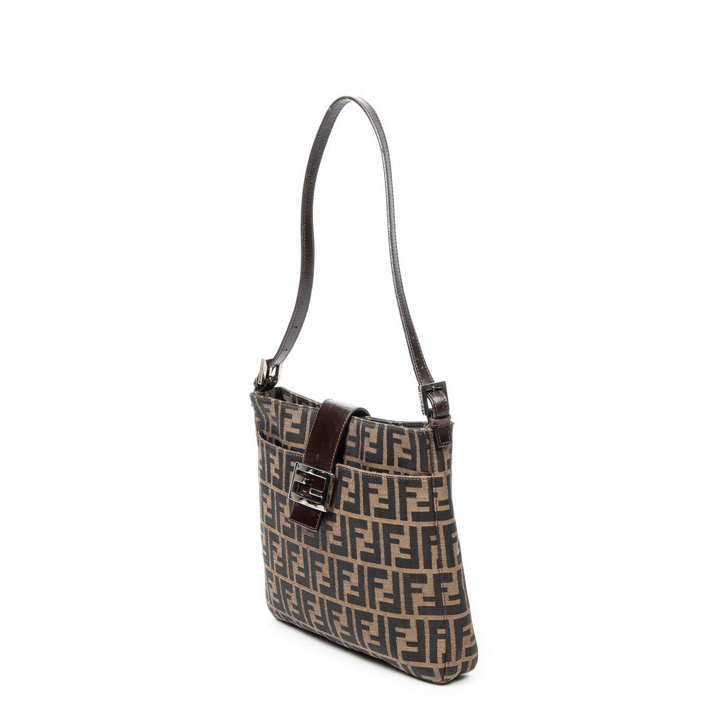 Shoulder Bag Square Slip Pocket Shoulder Tote Brown Zucca Canvas