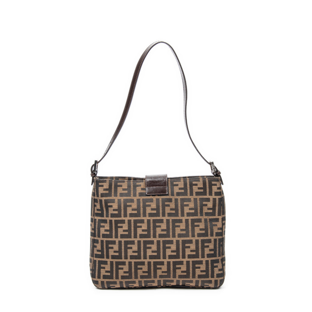 Shoulder Bag Square Slip Pocket Shoulder Tote Brown Zucca Canvas